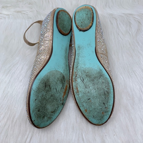 Betsey Johnson Blue JOY Jewel Ankle Strap Flat 8 - Picture 6 of 8